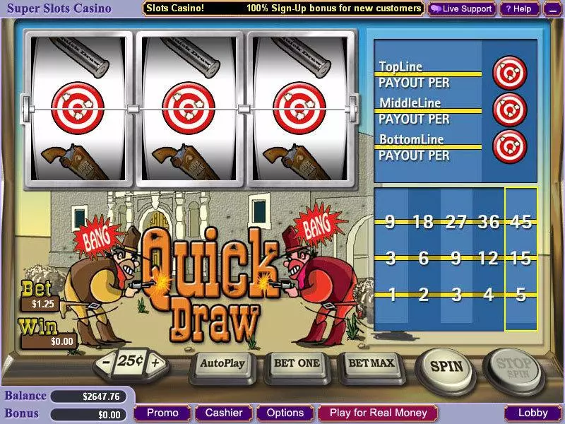 Quick Draw Vegas Technology Slot Main Screen Reels