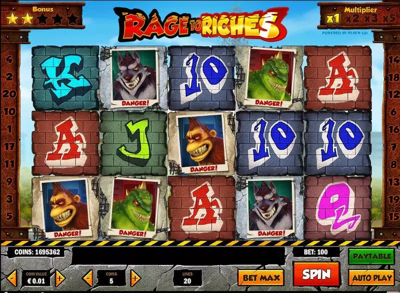Rage to Riches Play'n GO Slot Main Screen Reels