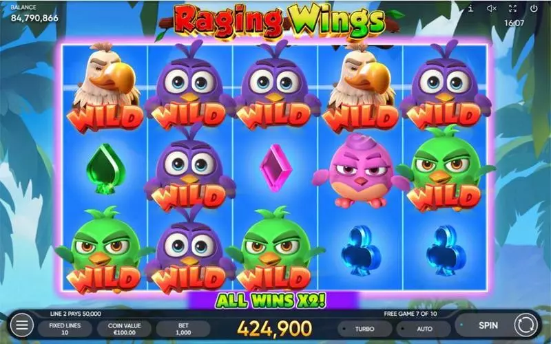 Raging Wings Endorphina Slot Main Screen Reels