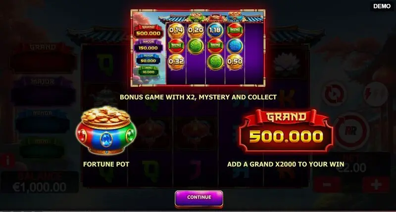 Rake it in Pots of Gold Red Rake Gaming Slot Introduction Screen