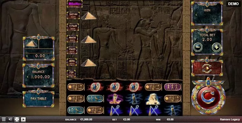 Ramses Legacy Red Rake Gaming Slot Main Screen Reels