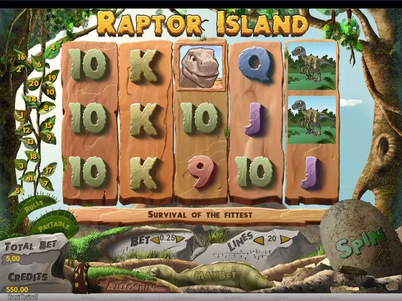 Raptor Island bwin.party Slot Main Screen Reels