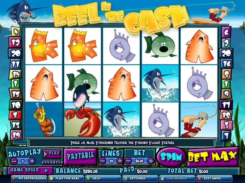 Reel in the Cash 20 Lines CryptoLogic Slot Main Screen Reels