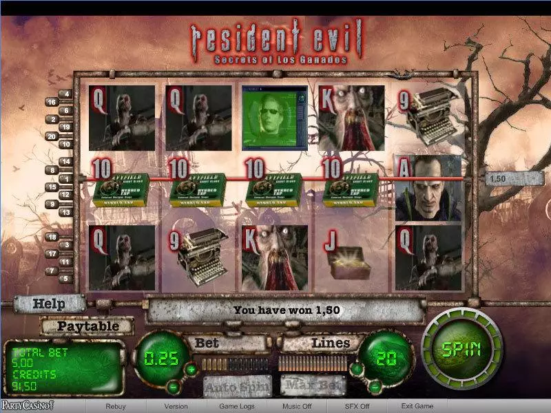 Resident Evil bwin.party Slot Main Screen Reels