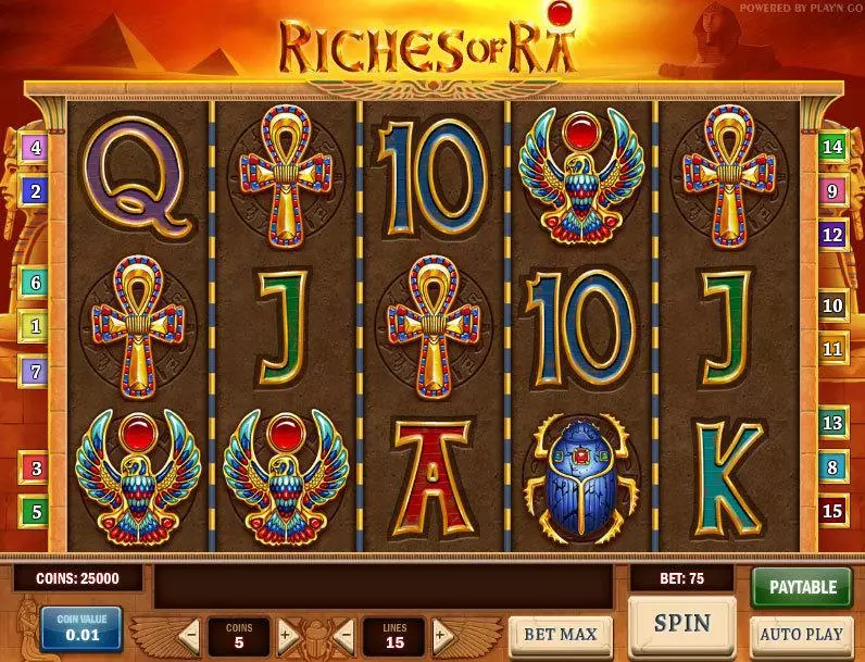 Riches of Ra Play'n GO Slot Main Screen Reels