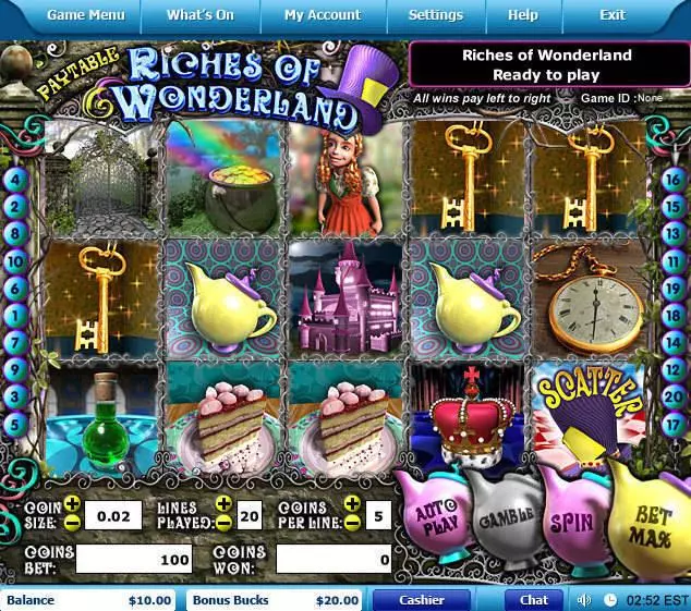 Riches of Wonderland Leap Frog Slot Main Screen Reels