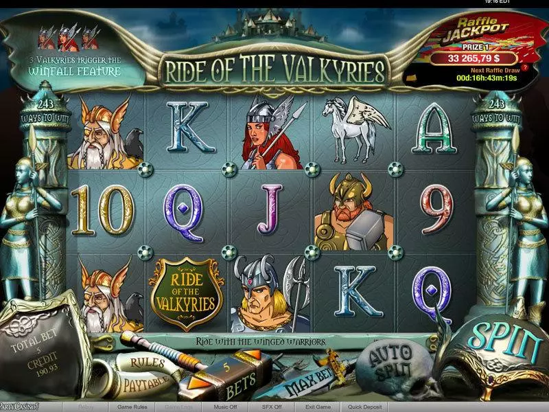 Ride of the Valkyries Raffle bwin.party Slot Main Screen Reels