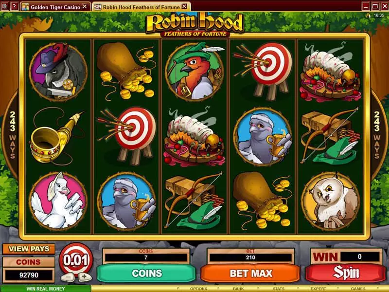 Robin Hood Feathers of Fortune Microgaming Slot Main Screen Reels