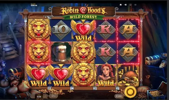 Robin Hood's Wild Forest Red Tiger Gaming Slot Main Screen Reels