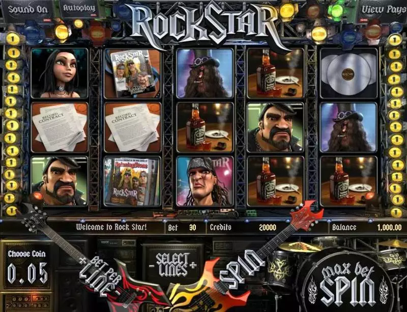 Rock Star BetSoft Slot Main Screen Reels