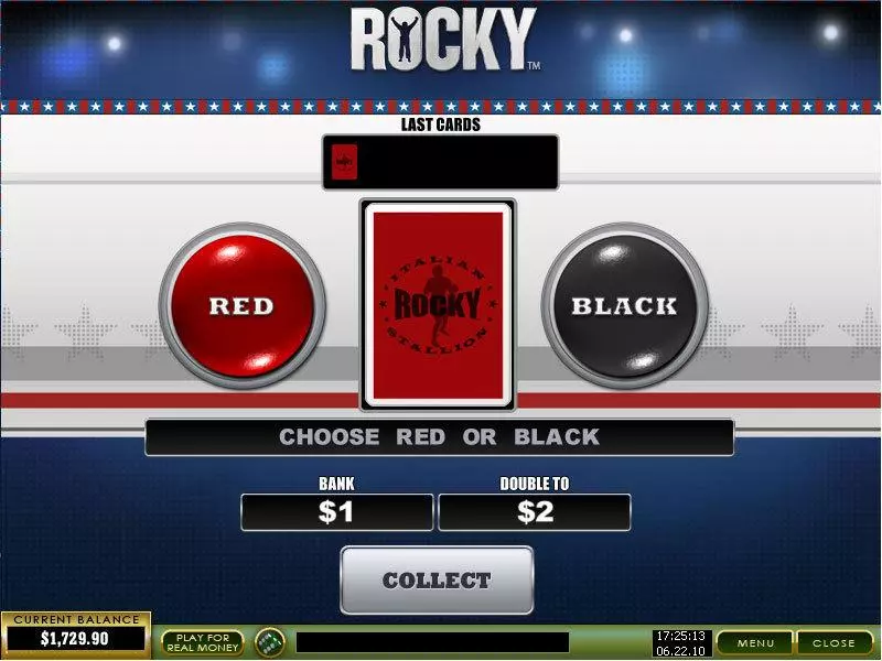 Rocky PlayTech Slot Gamble Screen