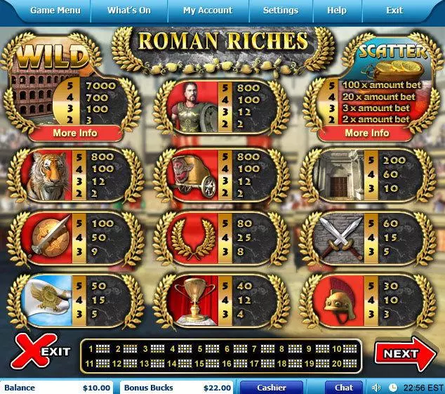Roman Riches Leap Frog Slot Info and Rules