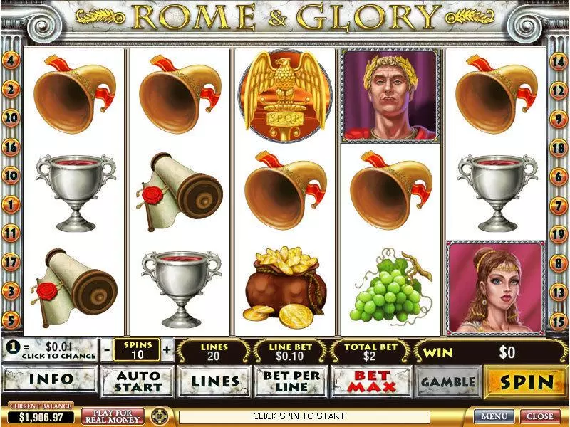 Rome and Glory PlayTech Slot Main Screen Reels