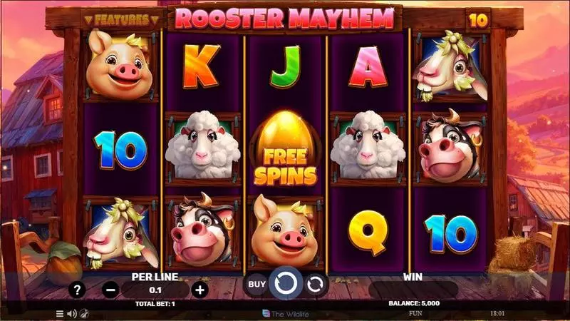 Rooster Mayhem Spinomenal Slot Main Screen Reels