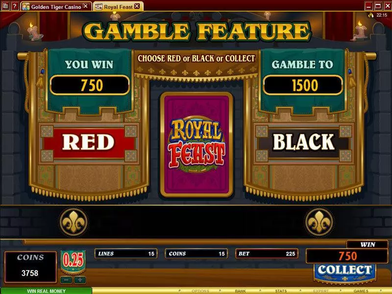 Royal Feast Microgaming Slot Gamble Screen