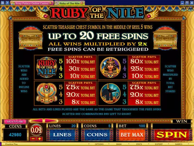 Ruby of the Nile Microgaming Slot Info and Rules