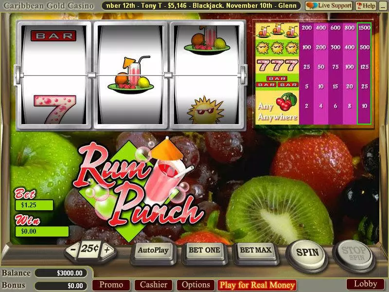 Rum Punch Vegas Technology Slot Main Screen Reels