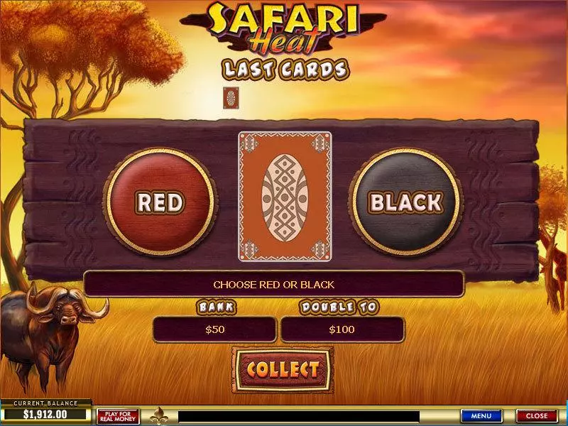 Safari Heat PlayTech Slot Gamble Screen