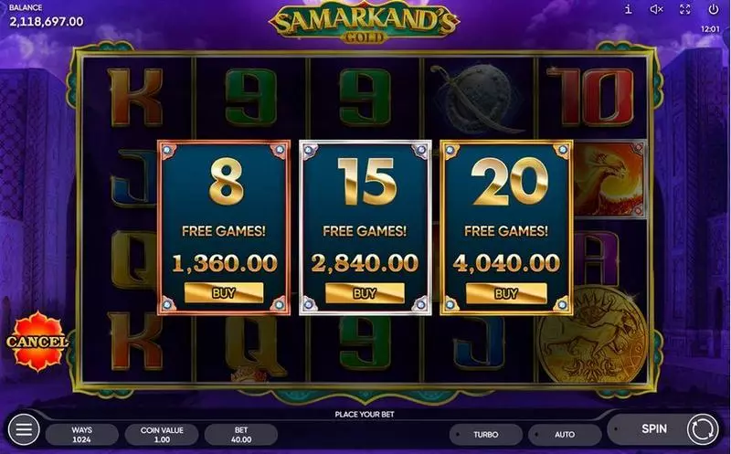 Samarkand's Gold Endorphina Slot Bonus 1