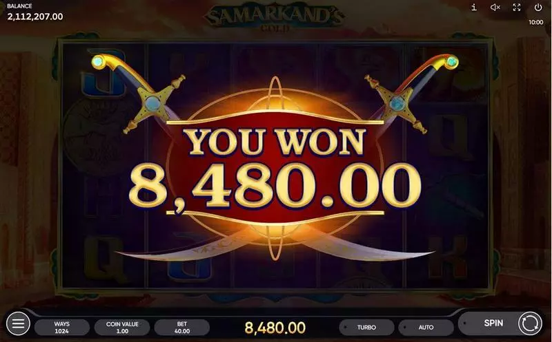 Samarkand's Gold Endorphina Slot Winning Screenshot