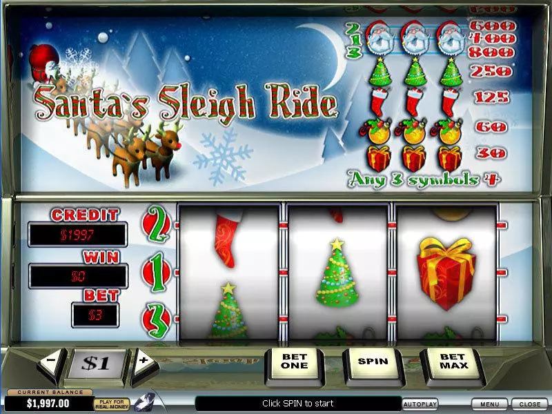 Santa's Sleigh Ride PlayTech Slot Main Screen Reels