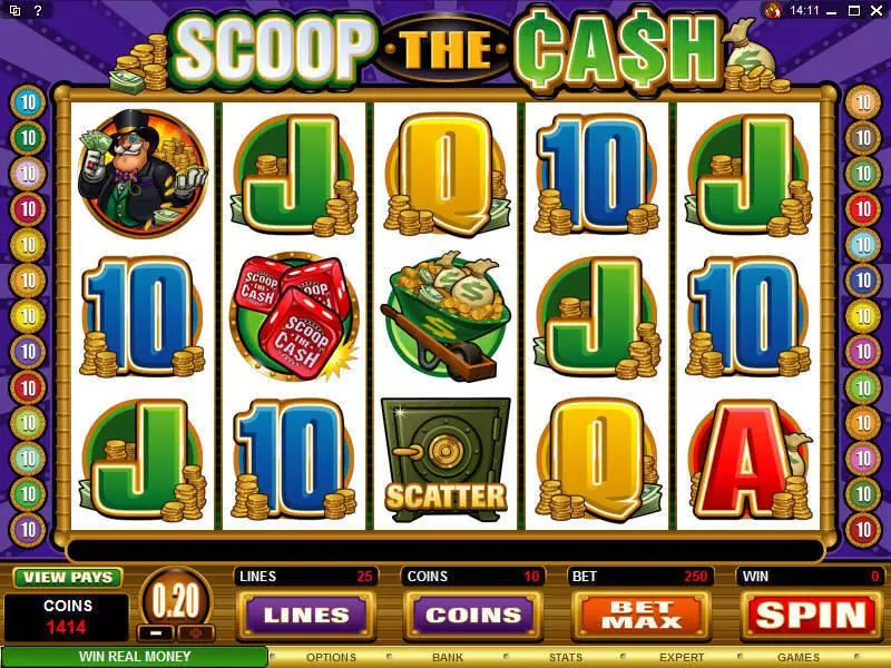 Scoop the Cash Microgaming Slot Main Screen Reels
