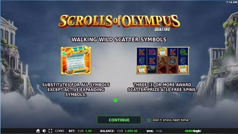 Scrolls of Olympus StakeLogic Slot Info and Rules