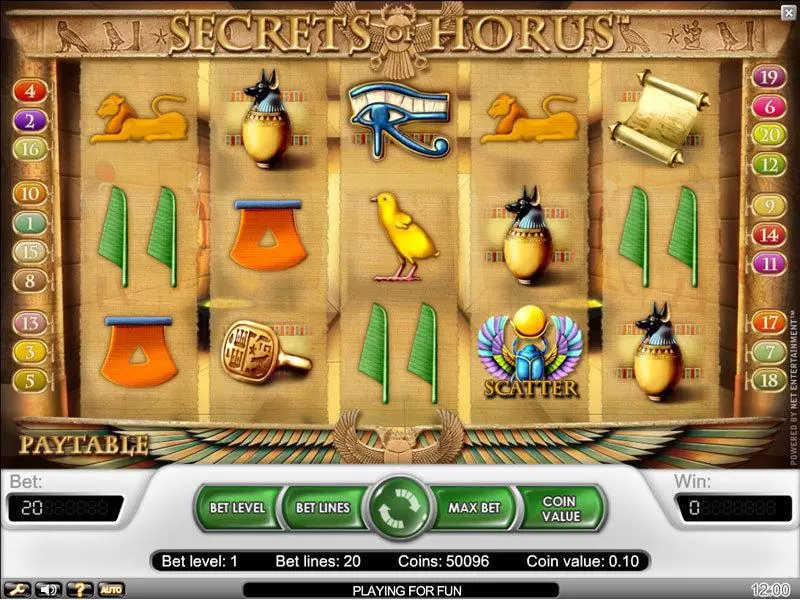 Secrets of Horus NetEnt Slot Main Screen Reels
