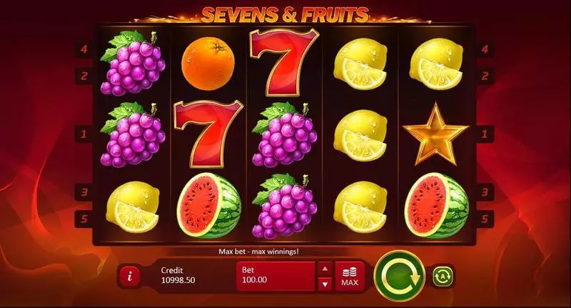 Sevens & Fruits Playson Slot Main Screen Reels