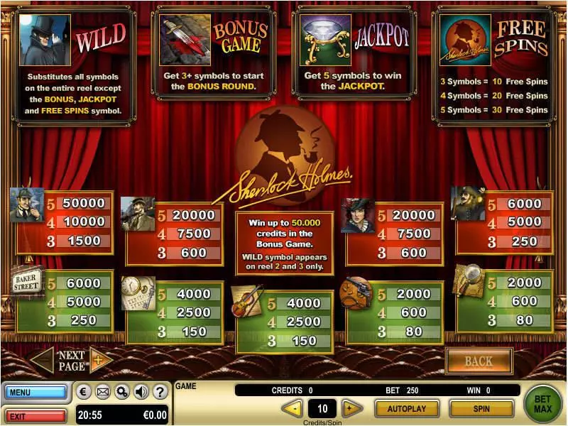 Sherlock Holmes GTECH Slot Info and Rules