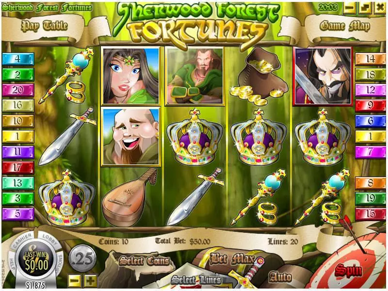 Sherwood Forest Fortunes Rival Slot Main Screen Reels