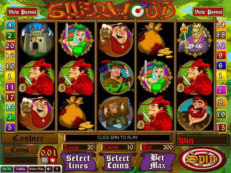Sherwood Wizard Gaming Slot Main Screen Reels