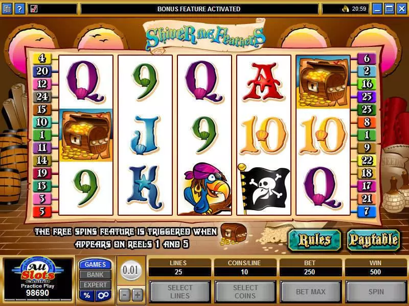 Shiver Me Feathers Microgaming Slot Main Screen Reels