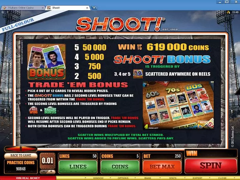 Shoot! Microgaming Slot Bonus 1