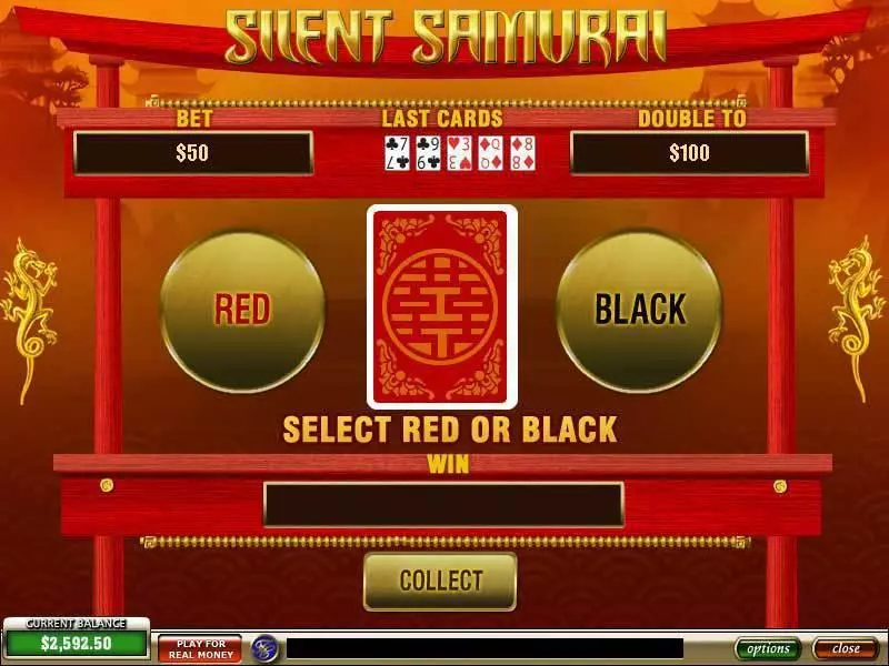 Silent Samurai PlayTech Slot Gamble Screen