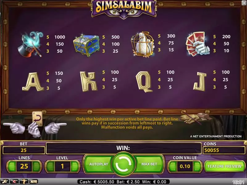 Simsalabim NetEnt Slot Info and Rules