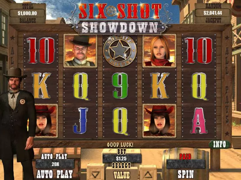 Six Shot Showdown RTG Slot Main Screen Reels