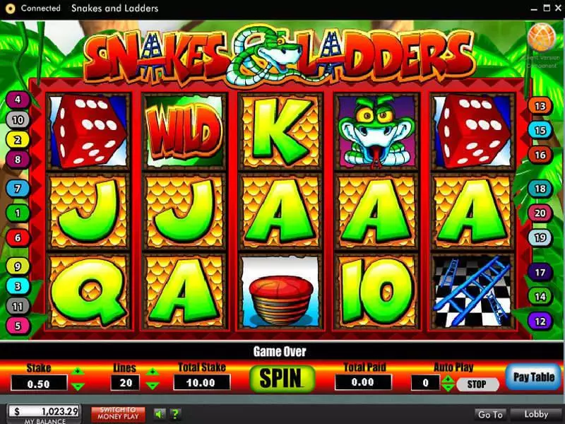 Snakes and Ladders 888 Slot Main Screen Reels