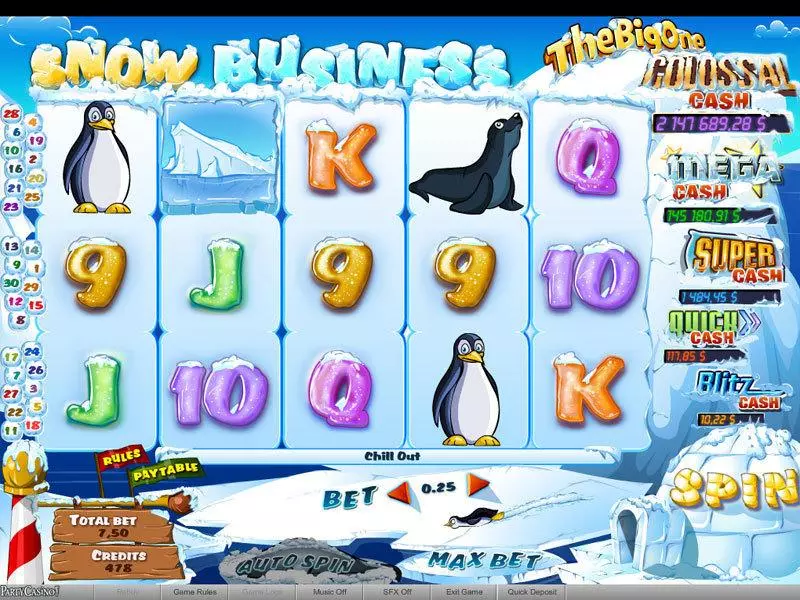 Snow Business bwin.party Slot Main Screen Reels