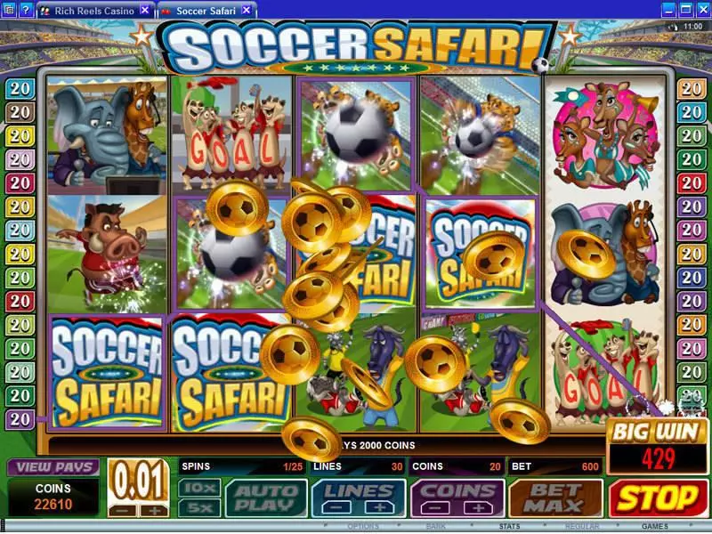 Soccer Safari Microgaming Slot Bonus 1