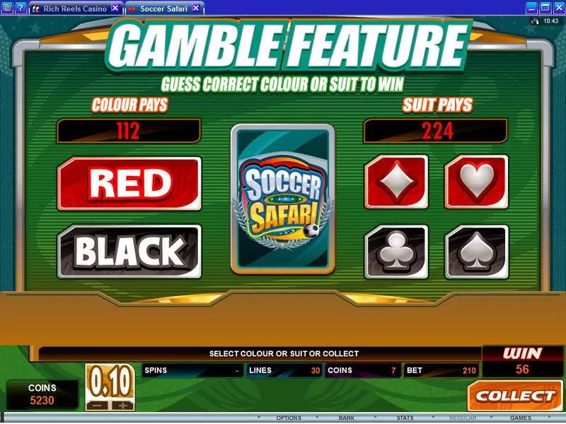 Soccer Safari Microgaming Slot Gamble Screen
