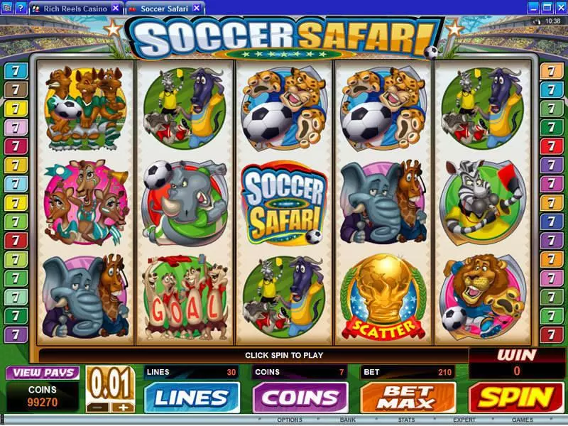 Soccer Safari Microgaming Slot Main Screen Reels
