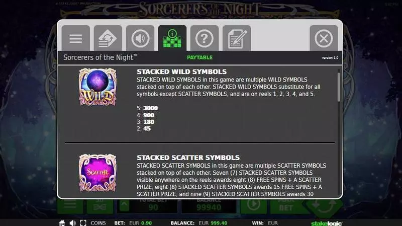 Sorcerers of the Night StakeLogic Slot Bonus 1