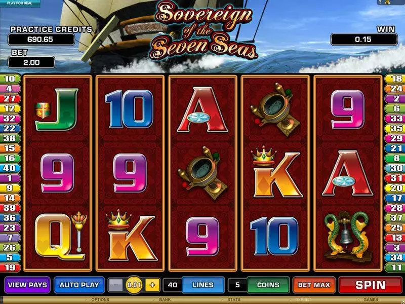 Sovereign of the Seven Seas Microgaming Slot Main Screen Reels