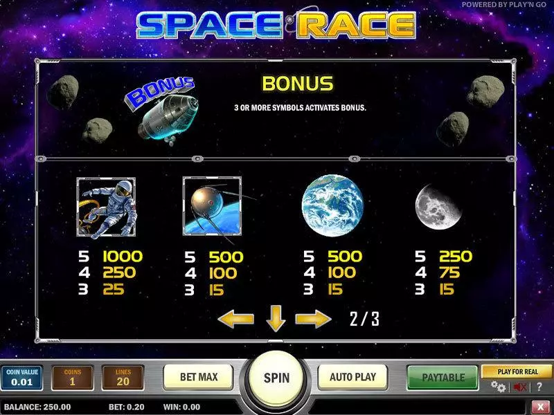 Spacerace Play'n GO Slot Info and Rules