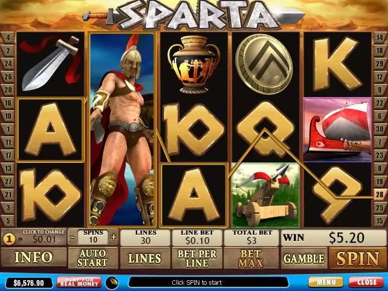 Sparta PlayTech Slot Main Screen Reels