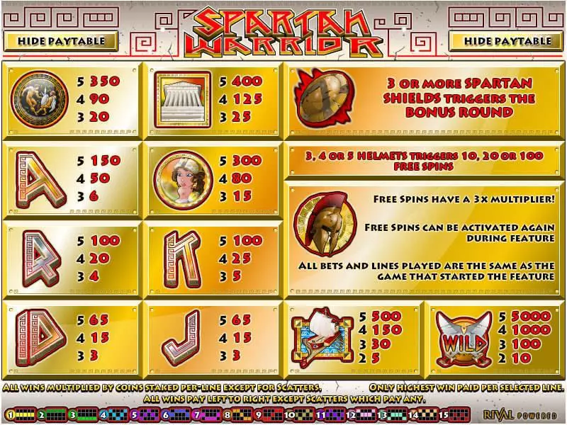 Spartan Warrior Rival Slot Info and Rules