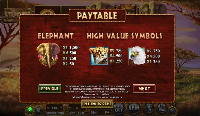 Stampede BetSoft Slot Info and Rules