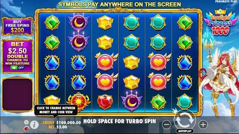 Starlight Princess 1000 Pragmatic Play Slot Main Screen Reels