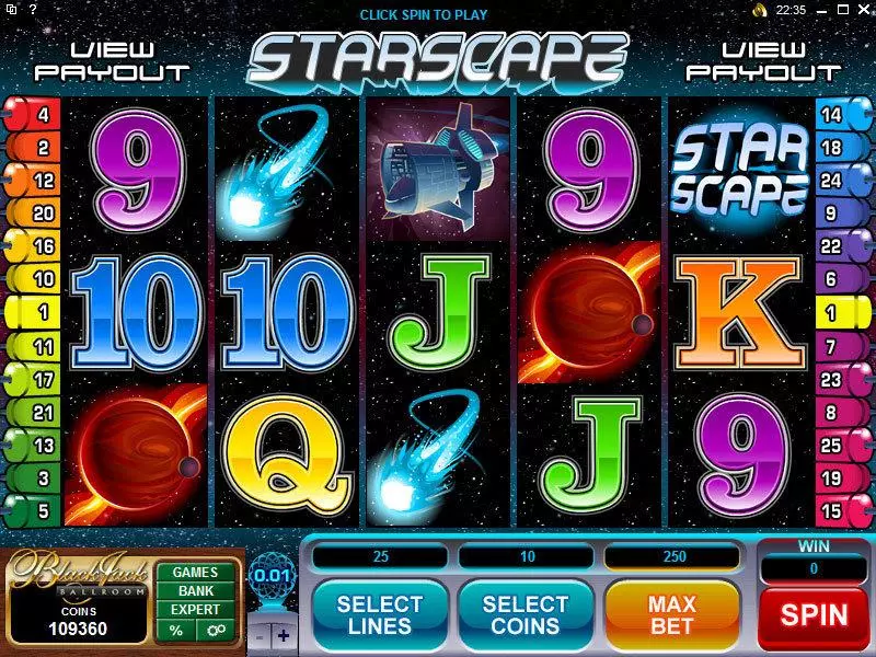 Starscape Microgaming Slot Main Screen Reels